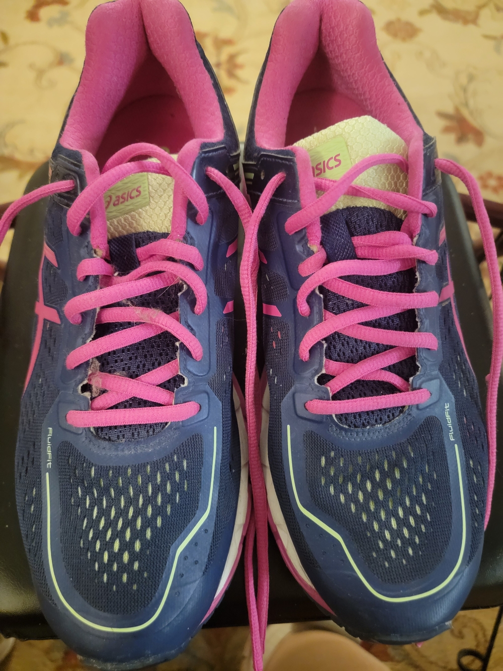 ASICS Navy and Pink Women’s Athletic Running Shoes